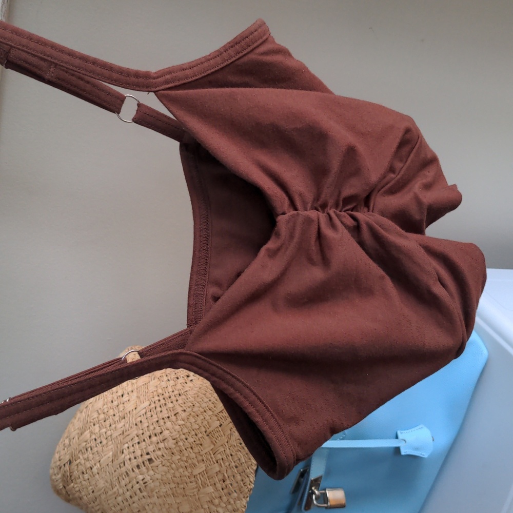 Elegant Brown Ruched Bralette - Picture 7 of 13